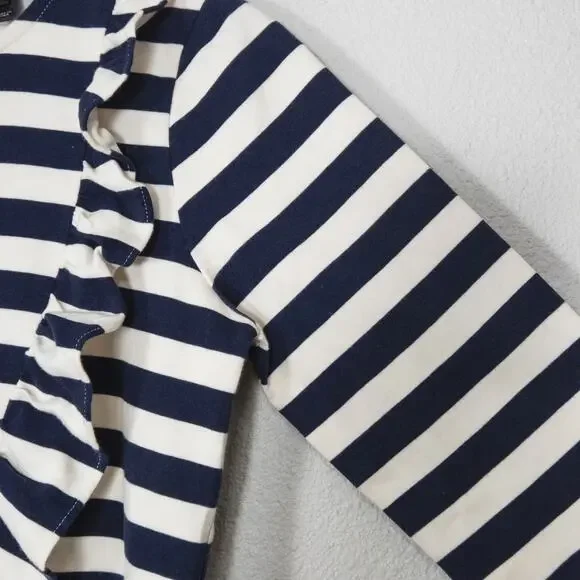 J.Crew Striped Top Black and White Ruffle Size XS Nautical Preppy - Picture 8 of 11